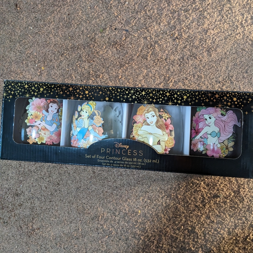 Disney Princess Set of 4 Contour Wine Glass